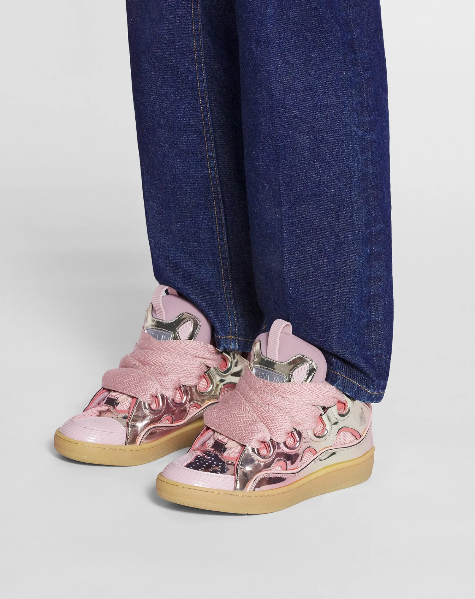 Online Curb sneakers in metallic leather Women Sneakers