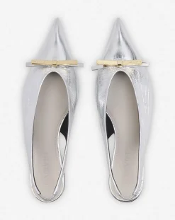 Sale bow slingback in metallic leather Women Ballerinas