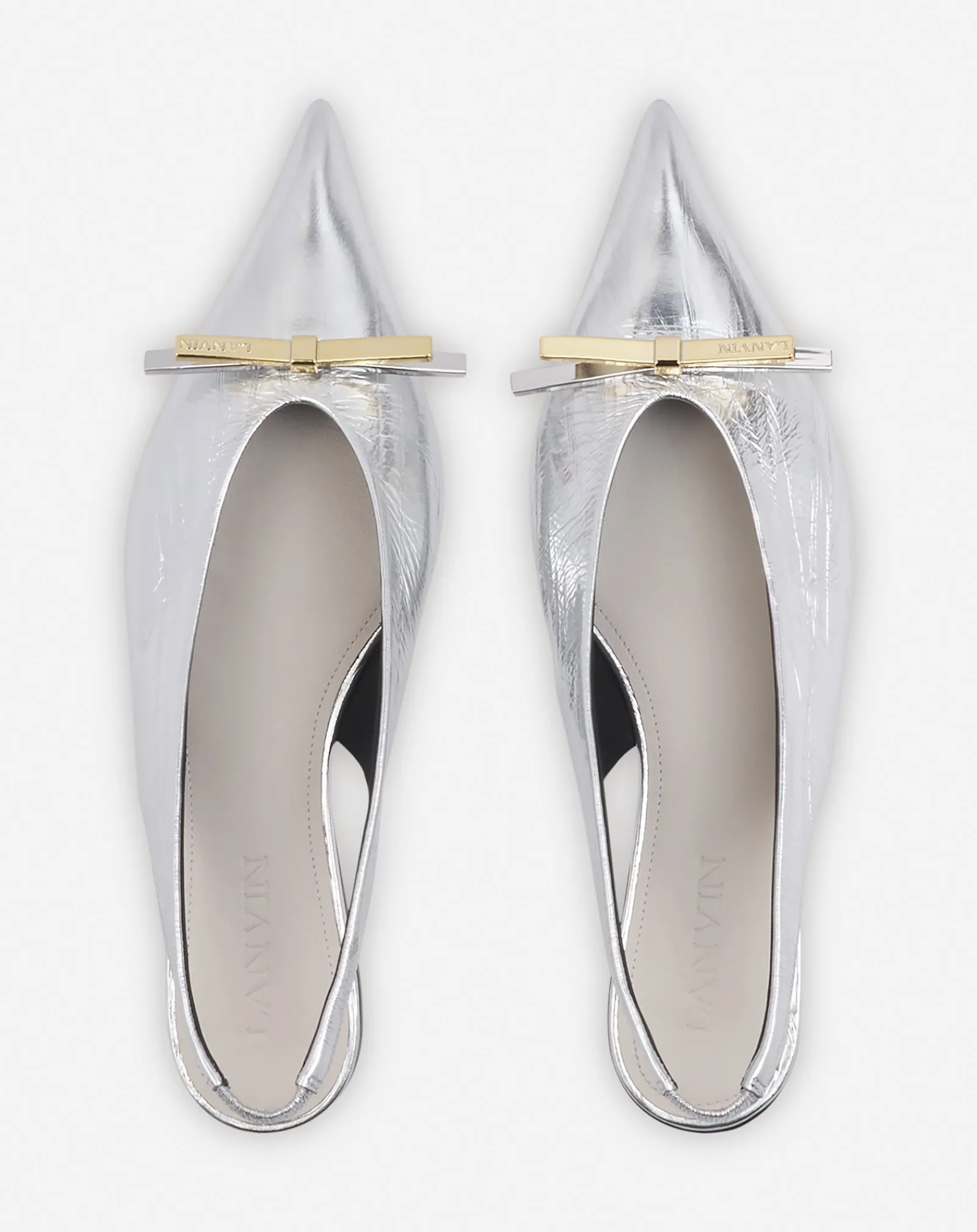 Sale bow slingback in metallic leather Women Ballerinas