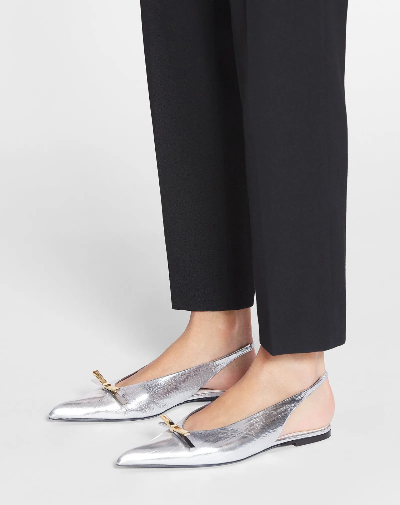 Sale bow slingback in metallic leather Women Ballerinas