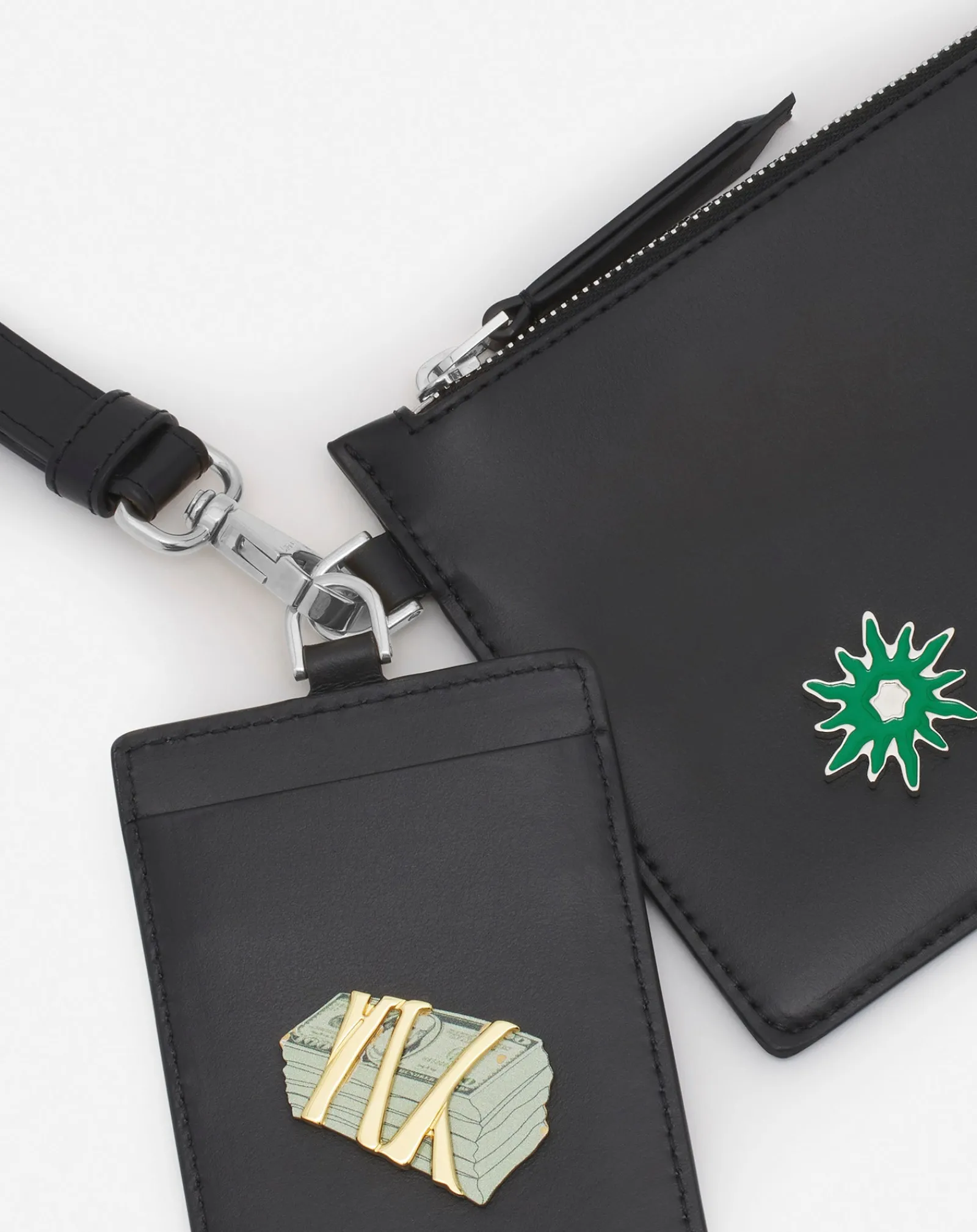 Best x future leather double clutch with pins Wallets & Small Leather Goods