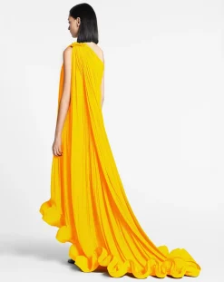 Sale Long charmeuse asymmetric tribute dress Women Dresses