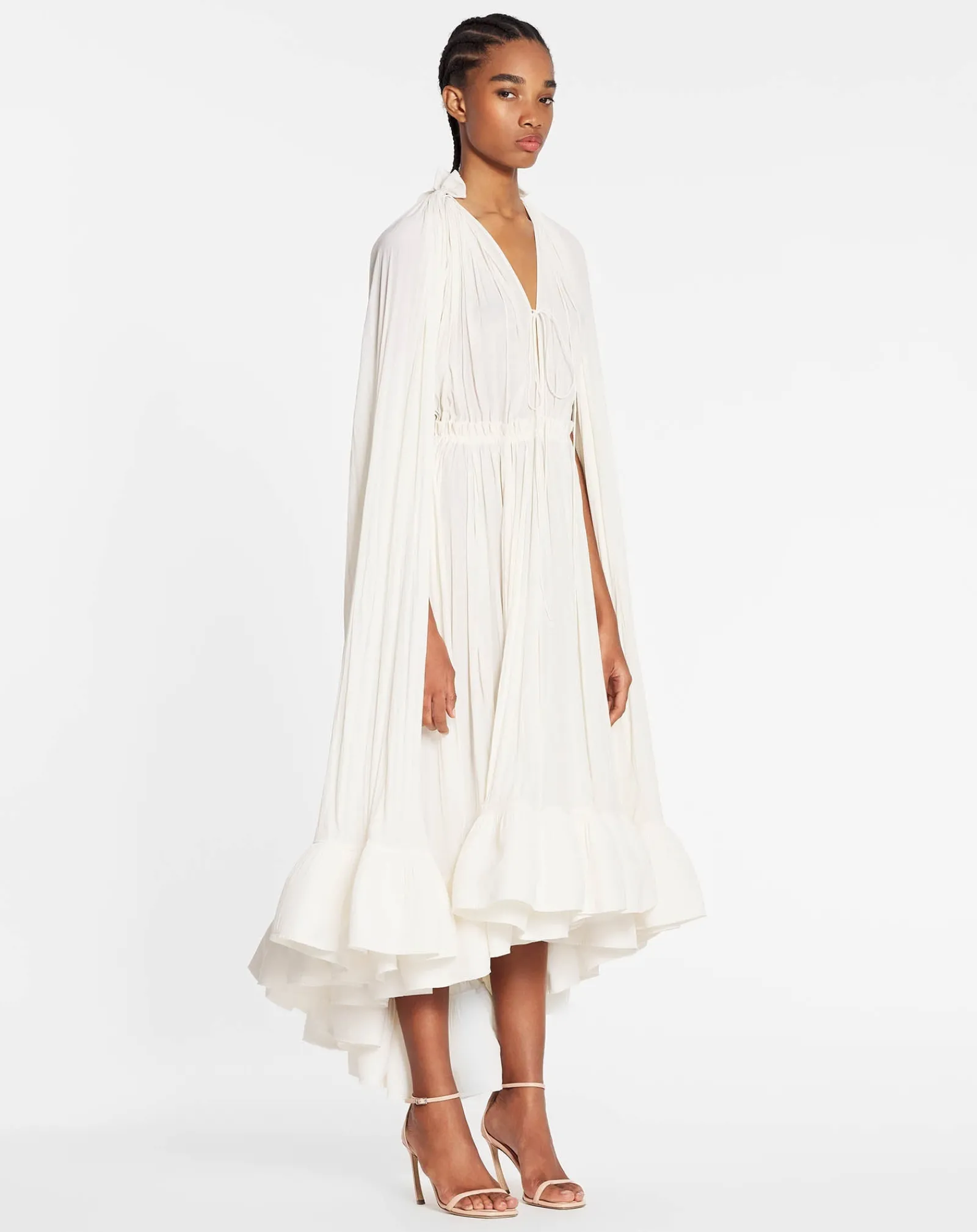 Hot Long charmeuse ruffle dress Women Dresses