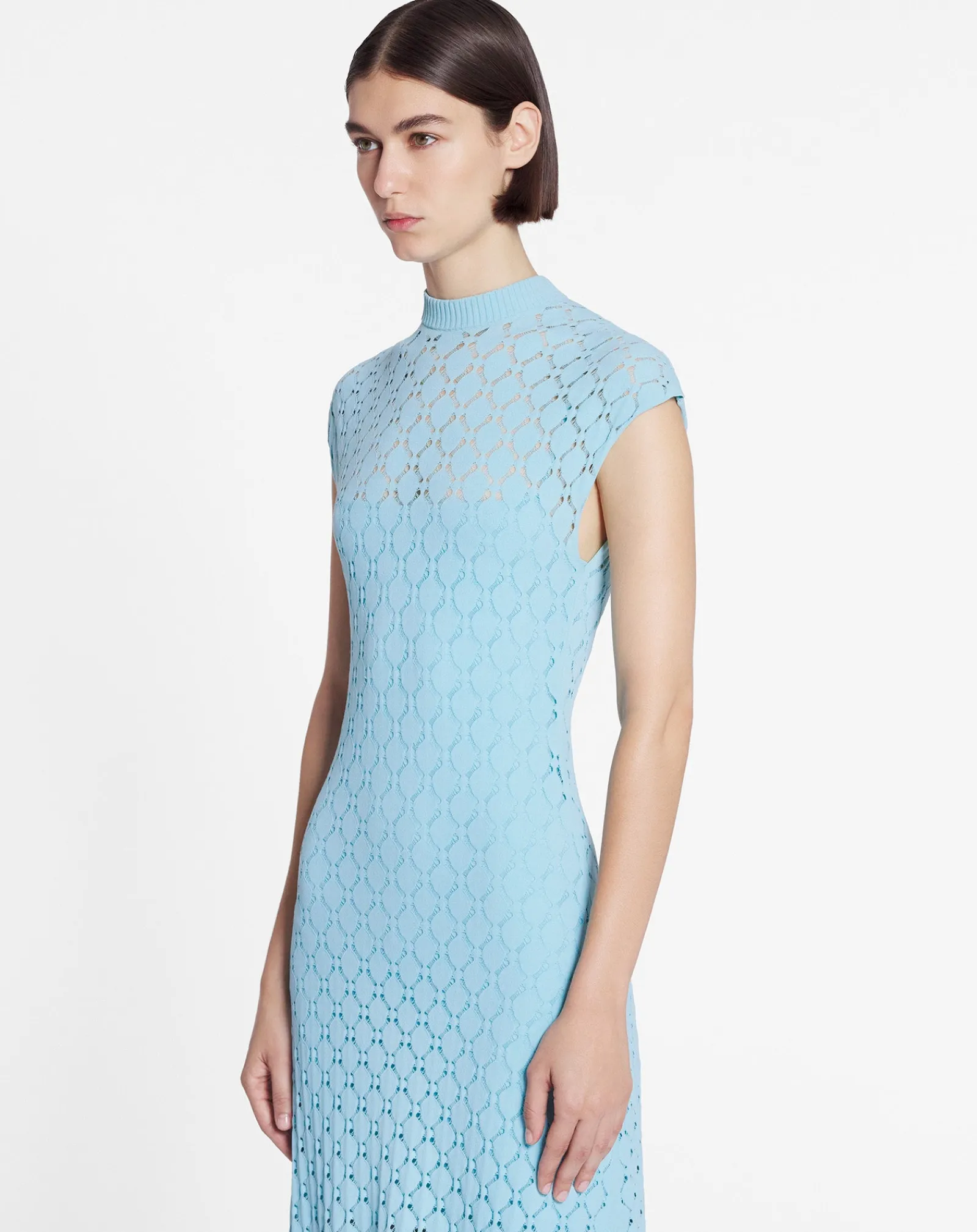 Outlet Long dress in lace effect knit Women Dresses