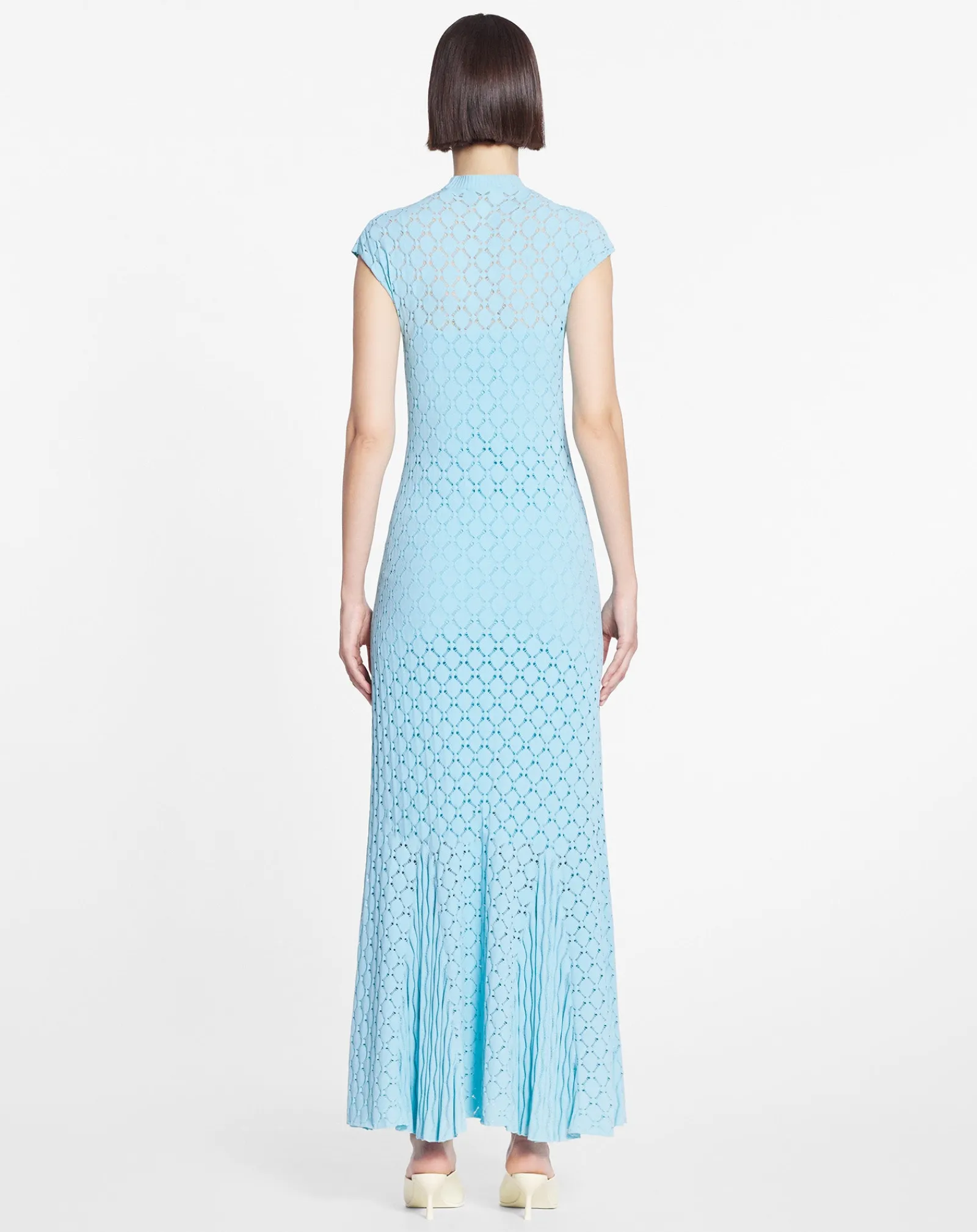 Outlet Long dress in lace effect knit Women Dresses