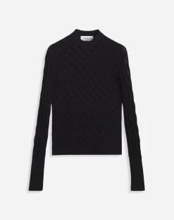 Sale Long-sleeved top in lace effect knit Women Knitwear