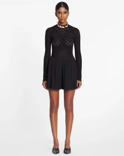 Sale Long-sleeved top in lace effect knit Women Knitwear