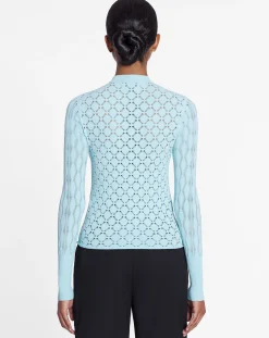 Online Long-sleeved top in lace effect knit Women Tops