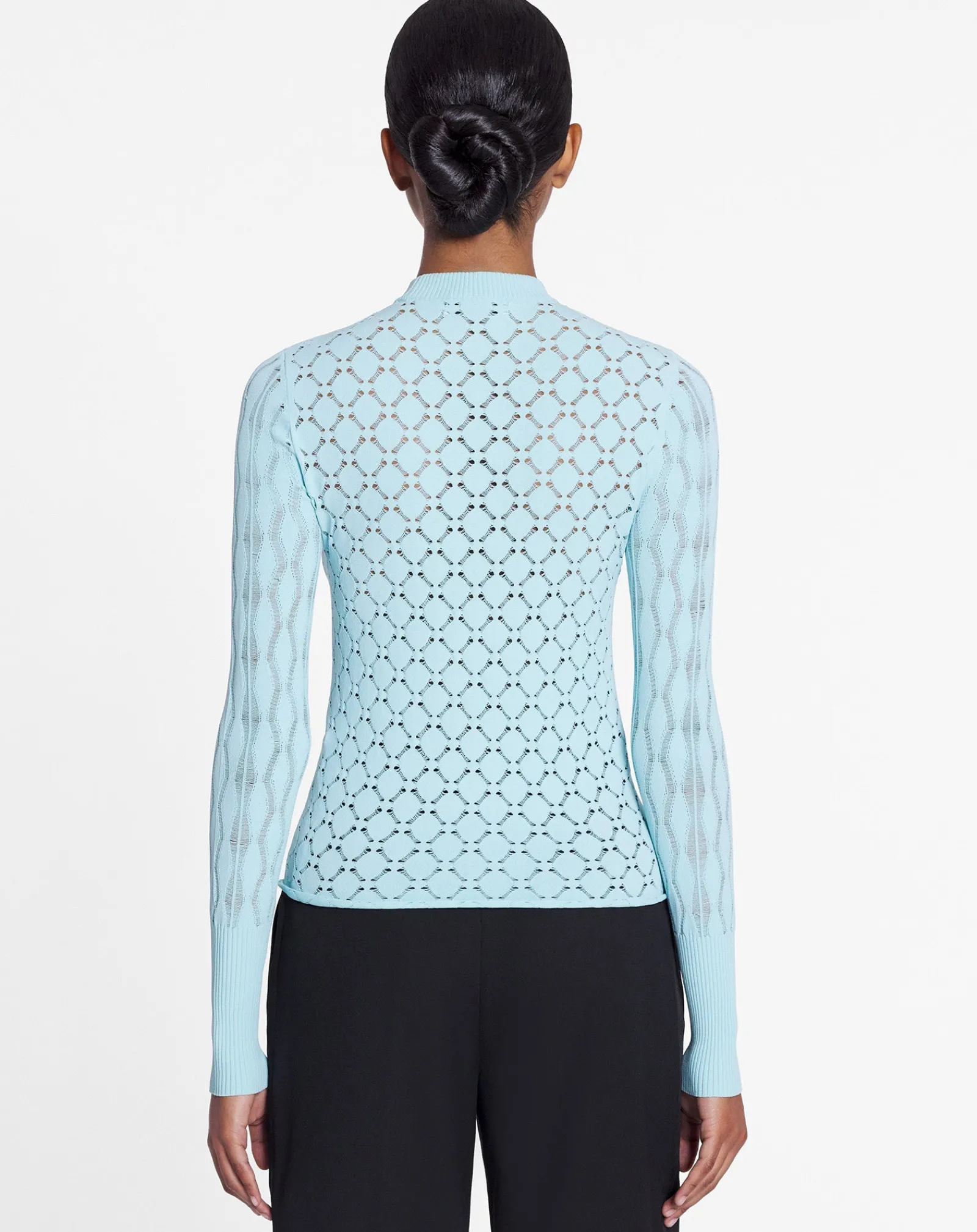 Online Long-sleeved top in lace effect knit Women Tops
