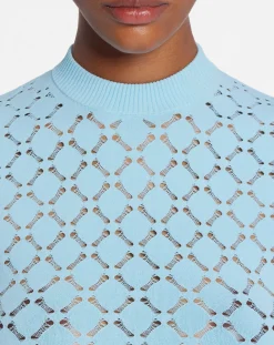 Online Long-sleeved top in lace effect knit Women Tops