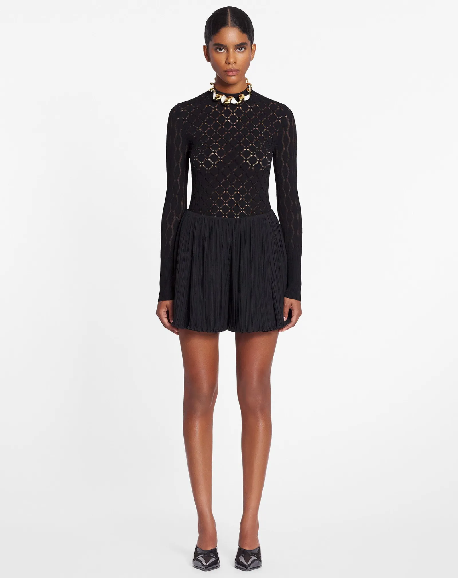 Discount Long-sleeved top in lace effect knit Women Tops