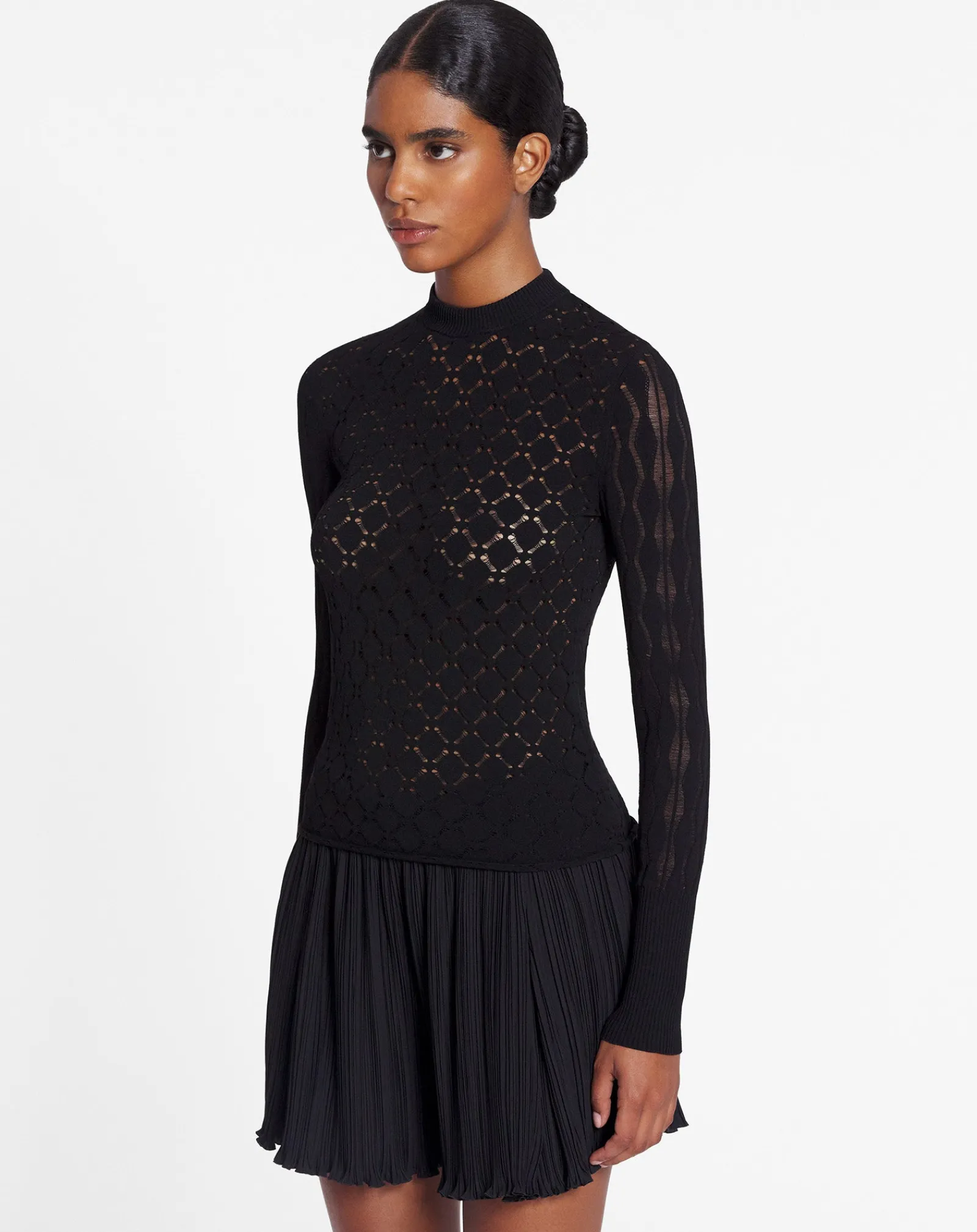 Discount Long-sleeved top in lace effect knit Women Tops