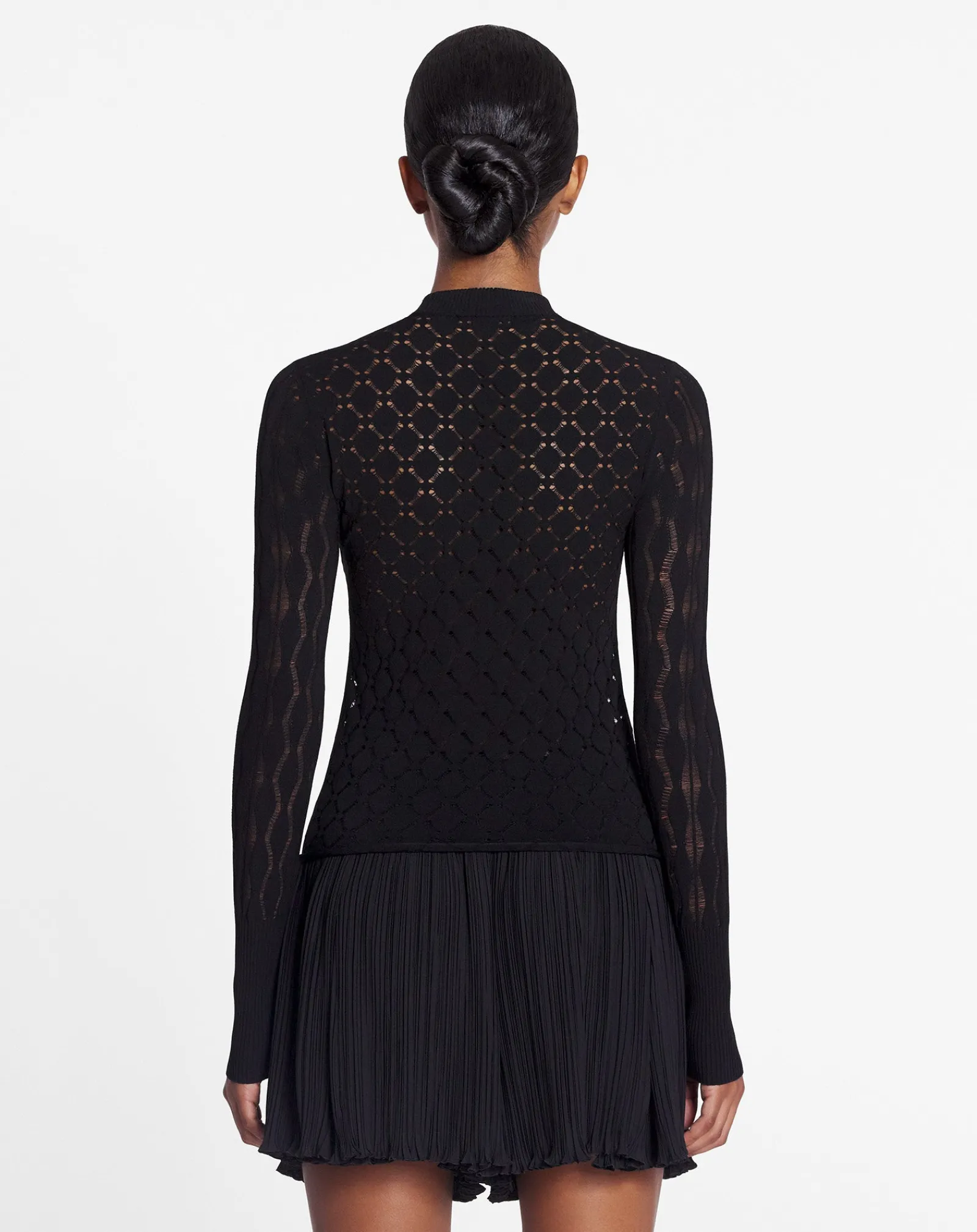 Discount Long-sleeved top in lace effect knit Women Tops
