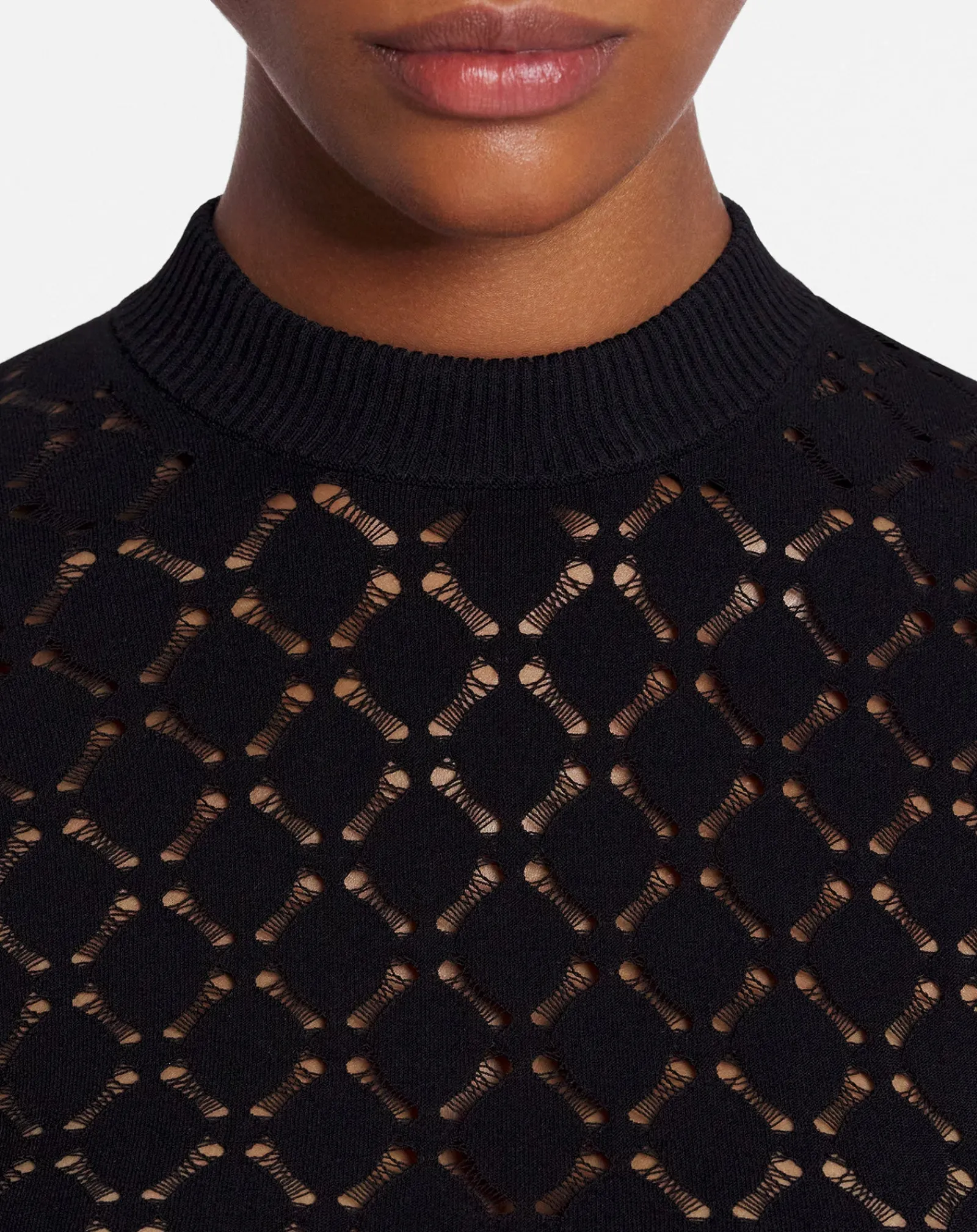 Discount Long-sleeved top in lace effect knit Women Tops