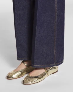 Best Mary jane in crackled metallic leather Women Ballerinas