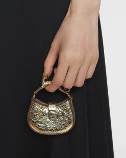 Hot Micro hobo cat charm bag in crackled metallic leather Women Wallets & Small Leather Goods