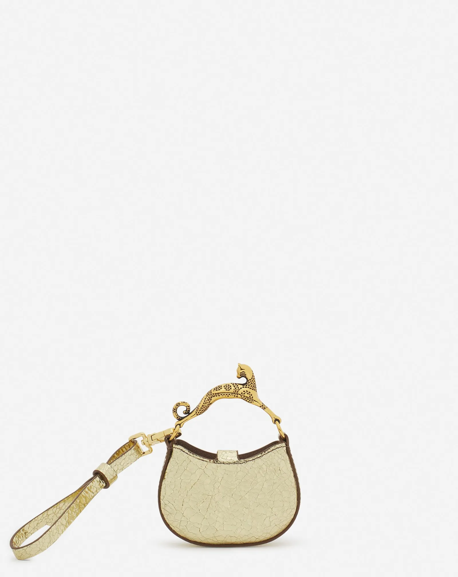 Hot Micro hobo cat charm bag in crackled metallic leather Women Wallets & Small Leather Goods