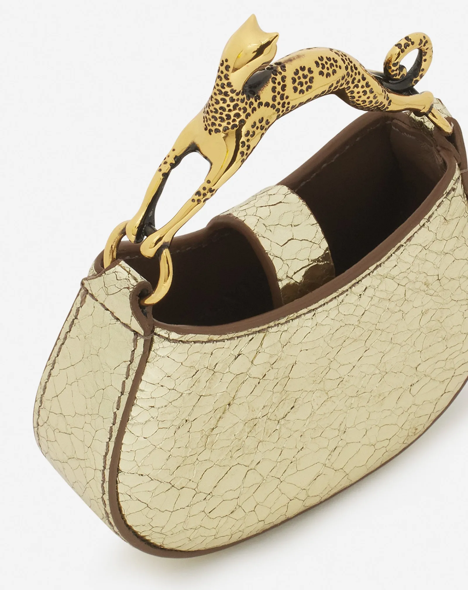 Hot Micro hobo cat charm bag in crackled metallic leather Women Wallets & Small Leather Goods
