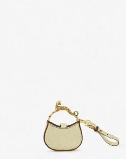 Hot Micro hobo cat charm bag in crackled metallic leather Women Wallets & Small Leather Goods