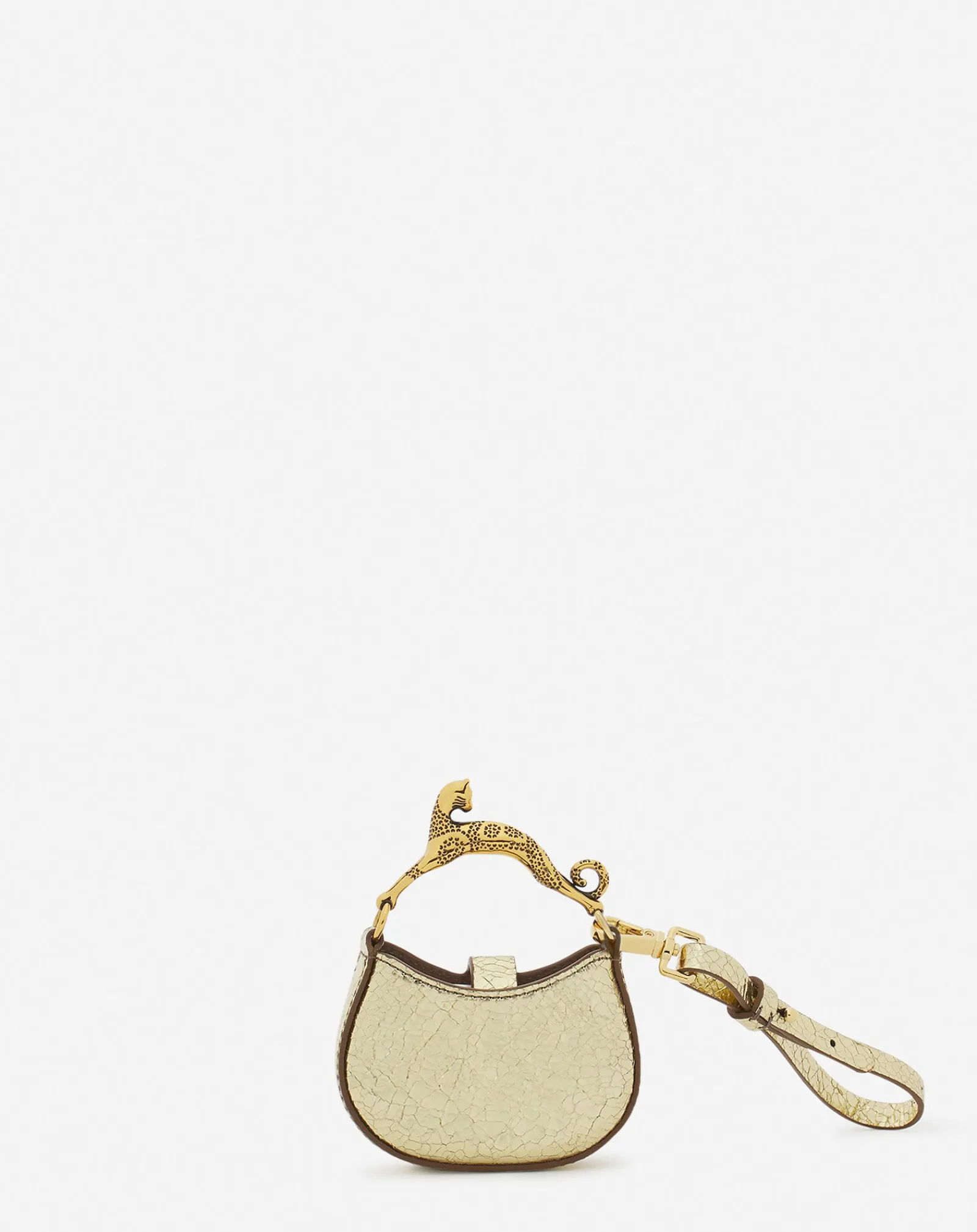 Hot Micro hobo cat charm bag in crackled metallic leather Women Wallets & Small Leather Goods