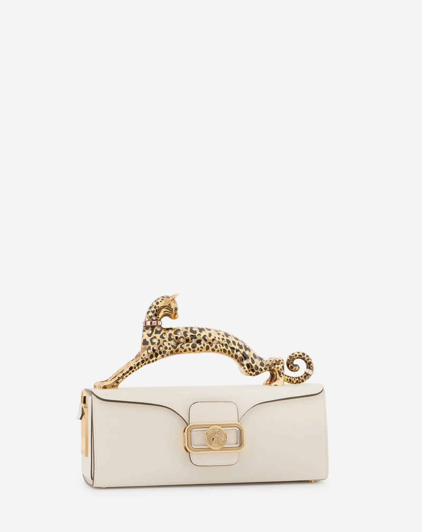 Pencil cat bag in shiny calfskin leather and rhinestones Women Pencil