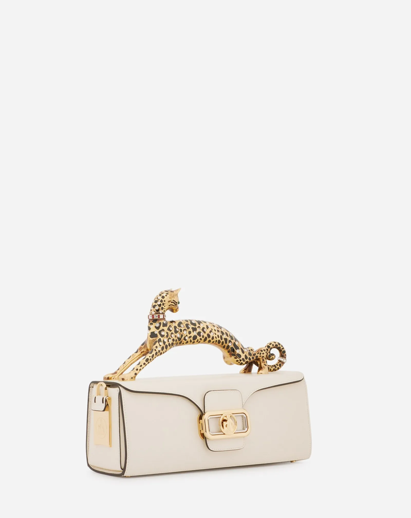 Pencil cat bag in shiny calfskin leather and rhinestones Women Pencil