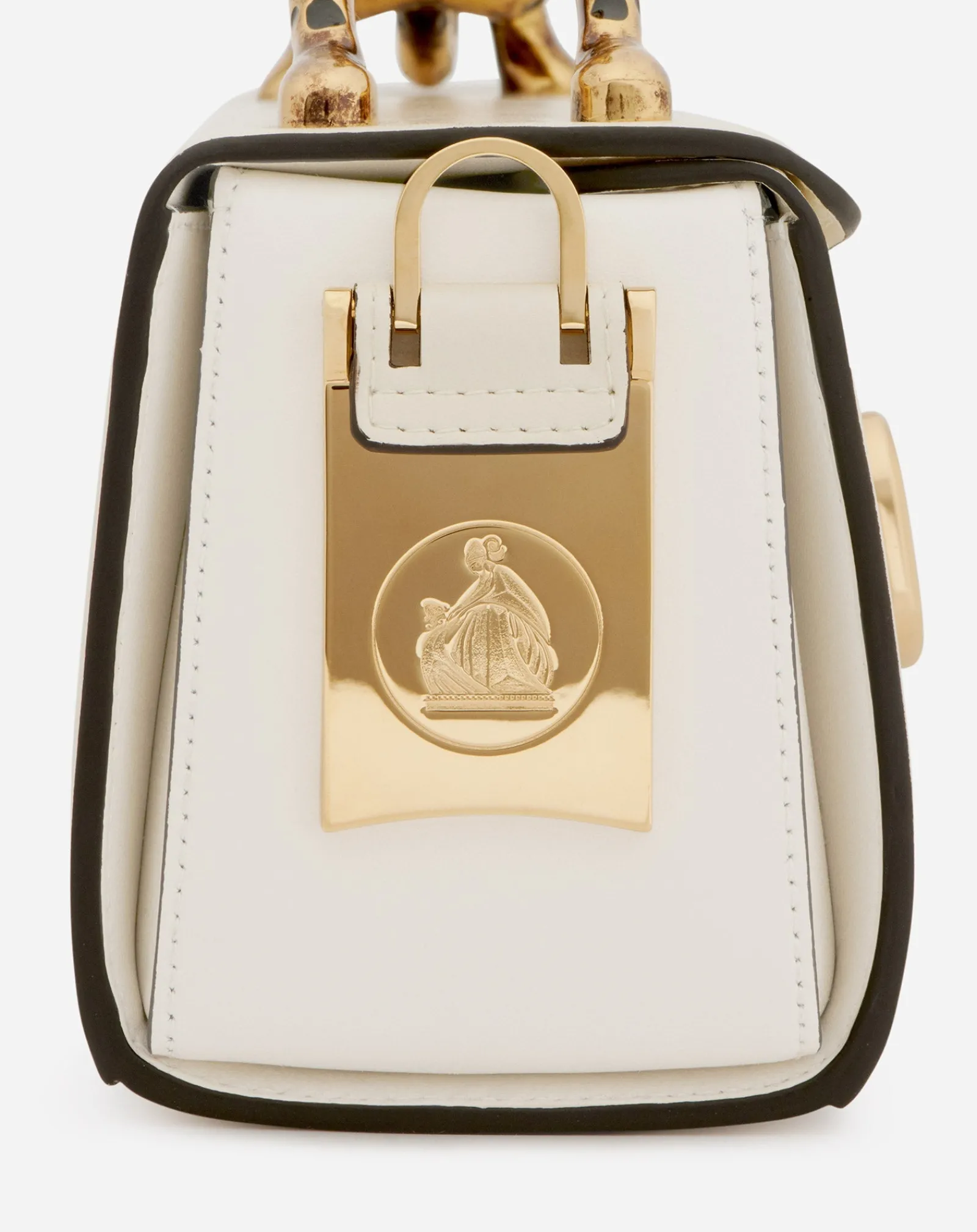 Pencil cat bag in shiny calfskin leather and rhinestones Women Pencil