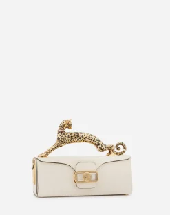 Pencil cat bag in shiny calfskin leather and rhinestones Women Tote Bags & Top Handle Bags