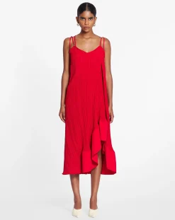 Sale Pleated dress with straps Women Dresses