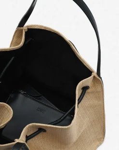 Sequence bag in leather and raffia Women Tote Bags & Top Handle Bags
