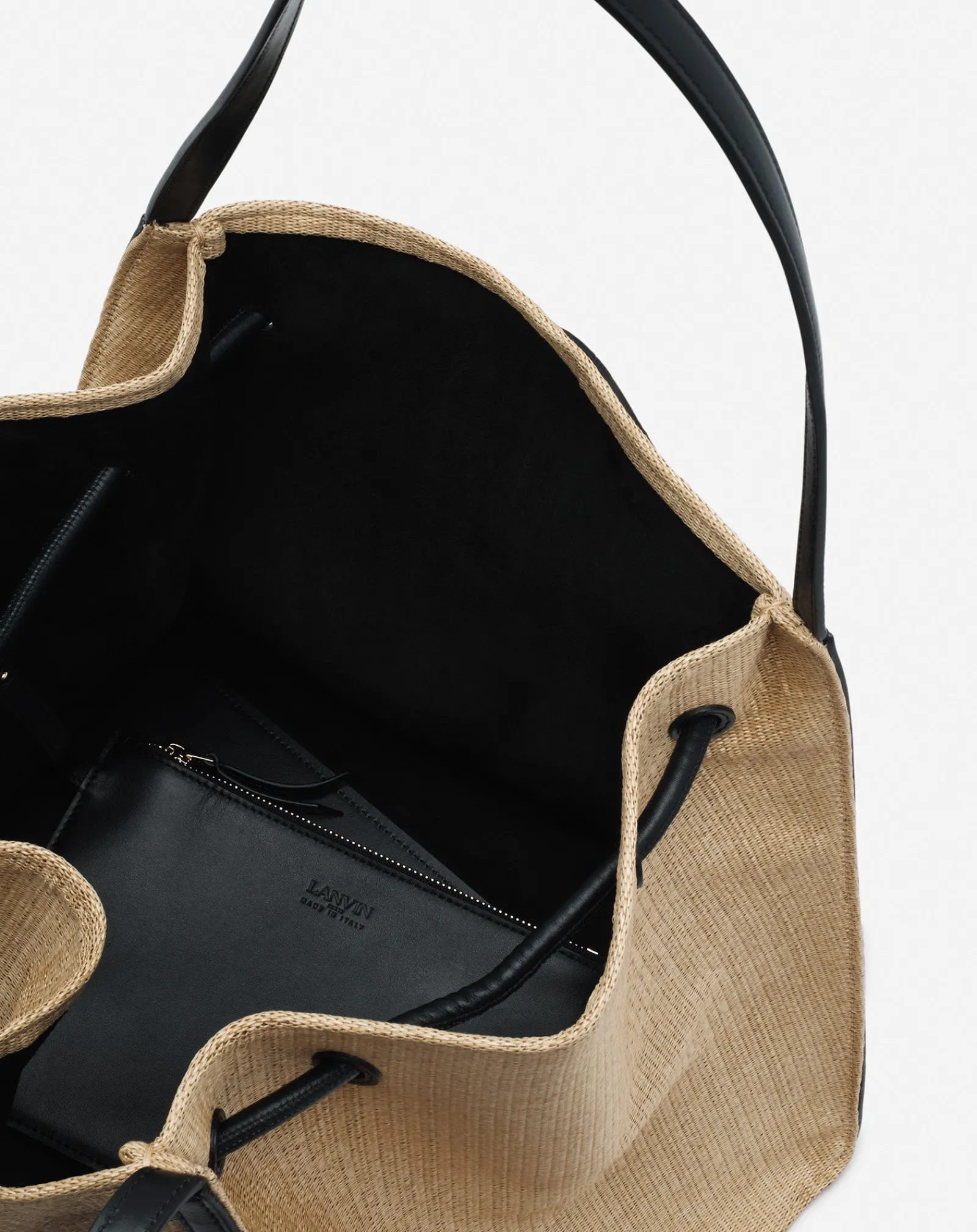 Sequence bag in leather and raffia Women Tote Bags & Top Handle Bags