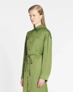 Outlet Shirt dress with pleats Women Dresses