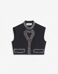 Best Short sleeveless jacket with a heart detail Women Tops
