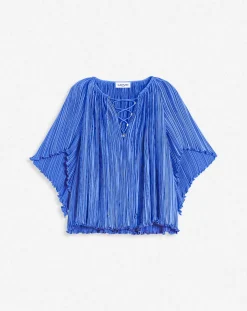 Hot Short-sleeved pleated blouse Women Tops