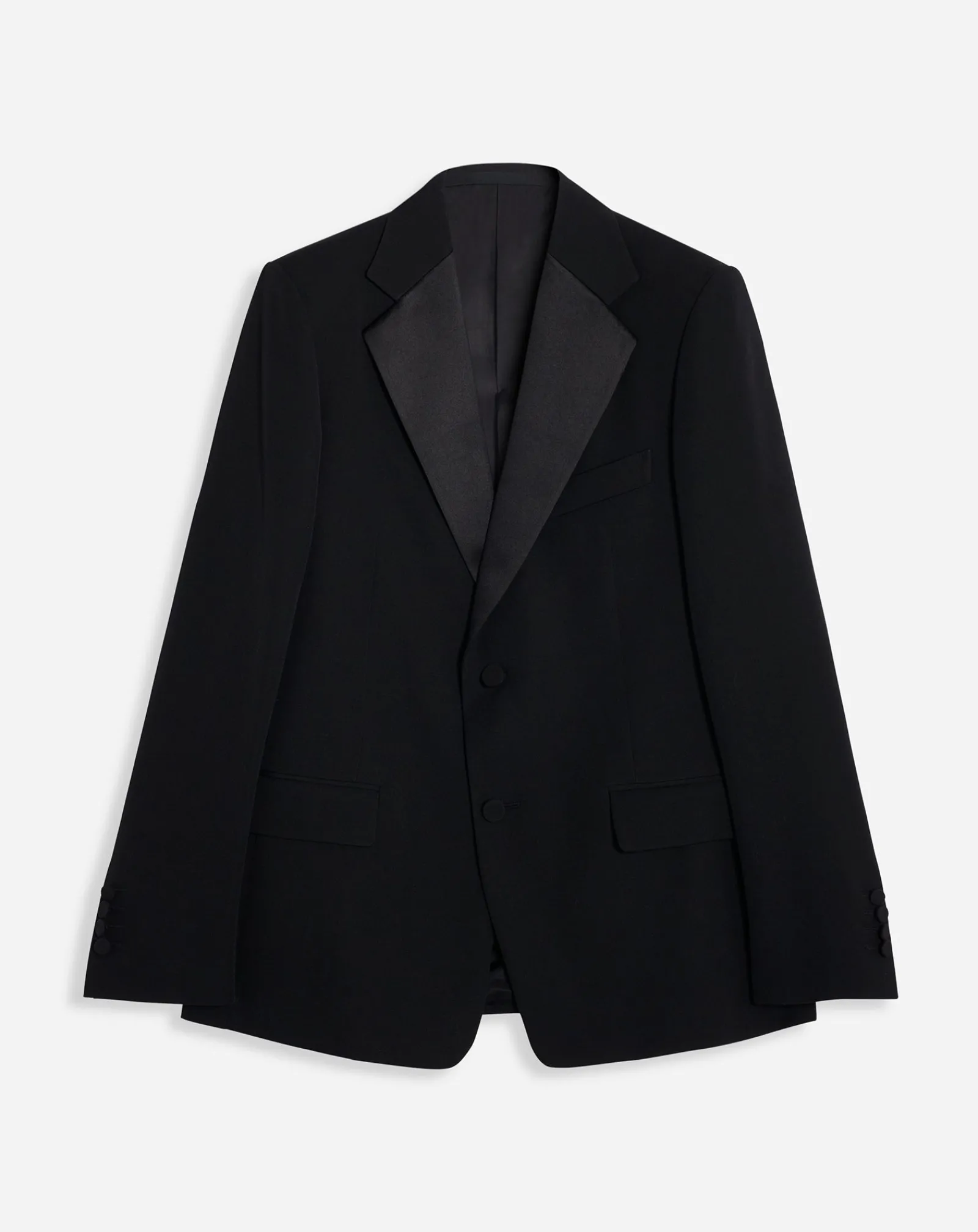 Hot Single-breasted flap pockets jacket with satin lapels Coats & Jackets