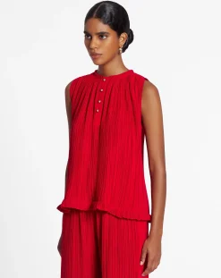 Sleeveless pleated top Women Tops