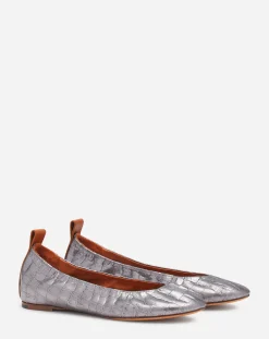 Outlet The ballerina in crocodile-effect leather Women Ballerinas