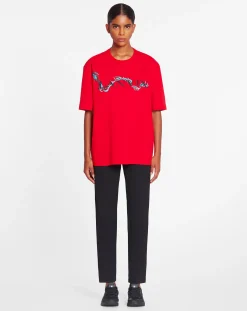 Outlet Unisex dragon print loose-fitting t-shirt Women T-shirts & Sweatshirts